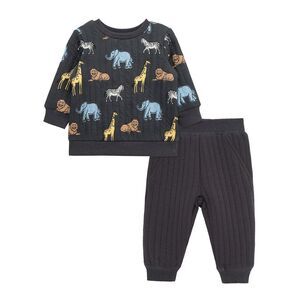 Little Me Girls  2Pc Safari Sweatshirt Set, Grey